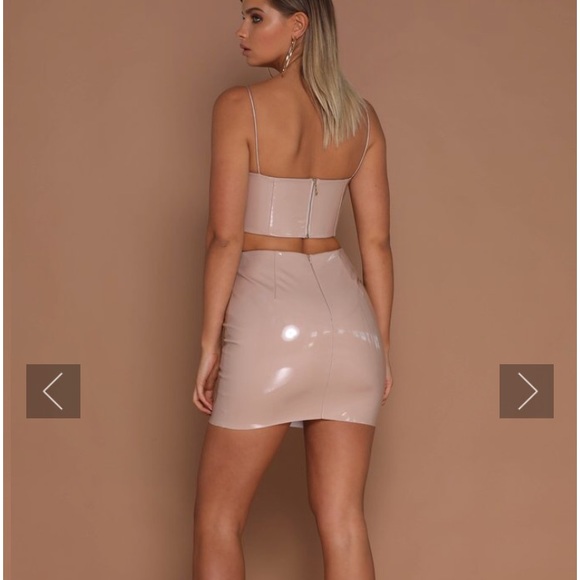 Latex Nude Mini Skirt - Picture 2 of 7